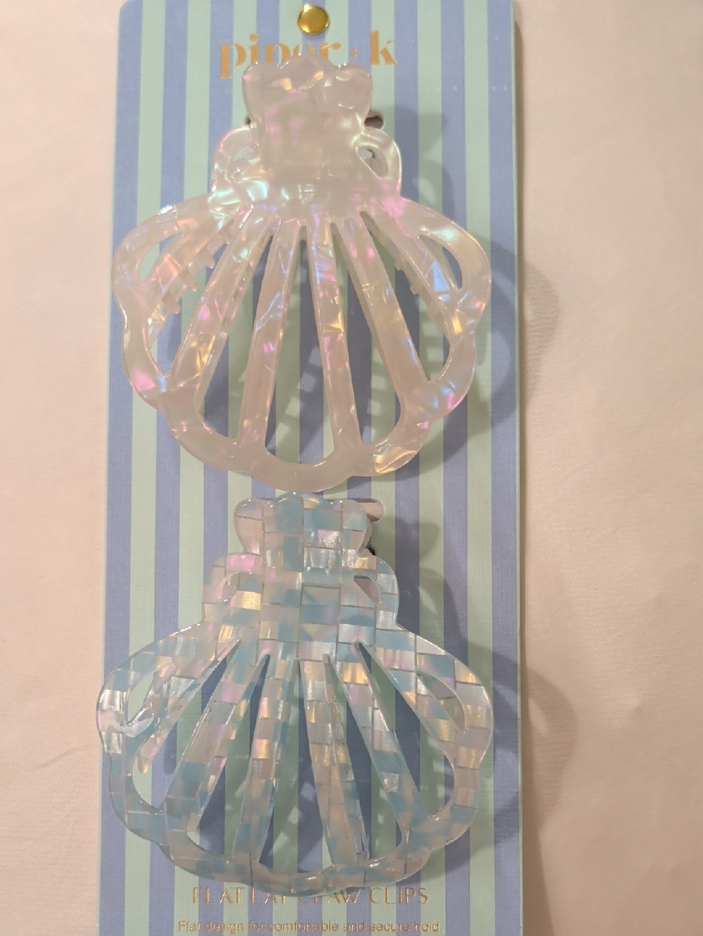 pim + larkin Iridescent Shell Hair Clips - Pale Opal